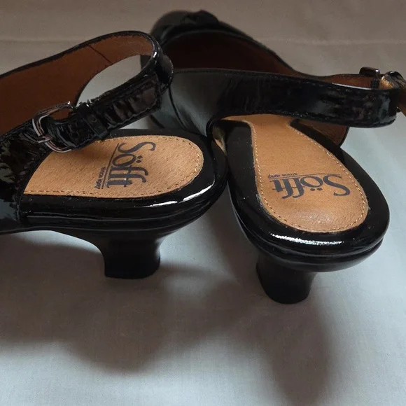 Sofft Patent Leather Slingback Heels With Bow Accent Size 7.5 EUC - Picture 3 of 8
